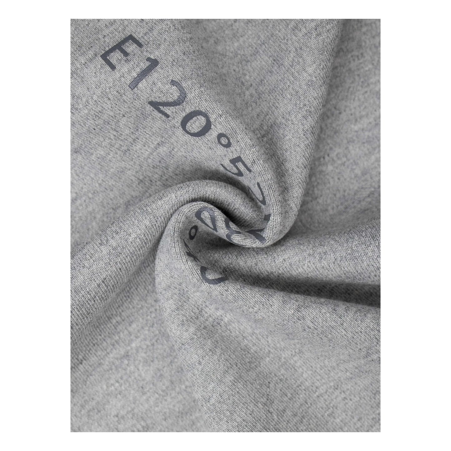 Macro shot of the premium 340 GSM cotton-elastane fabric, highlighting its structured feel
