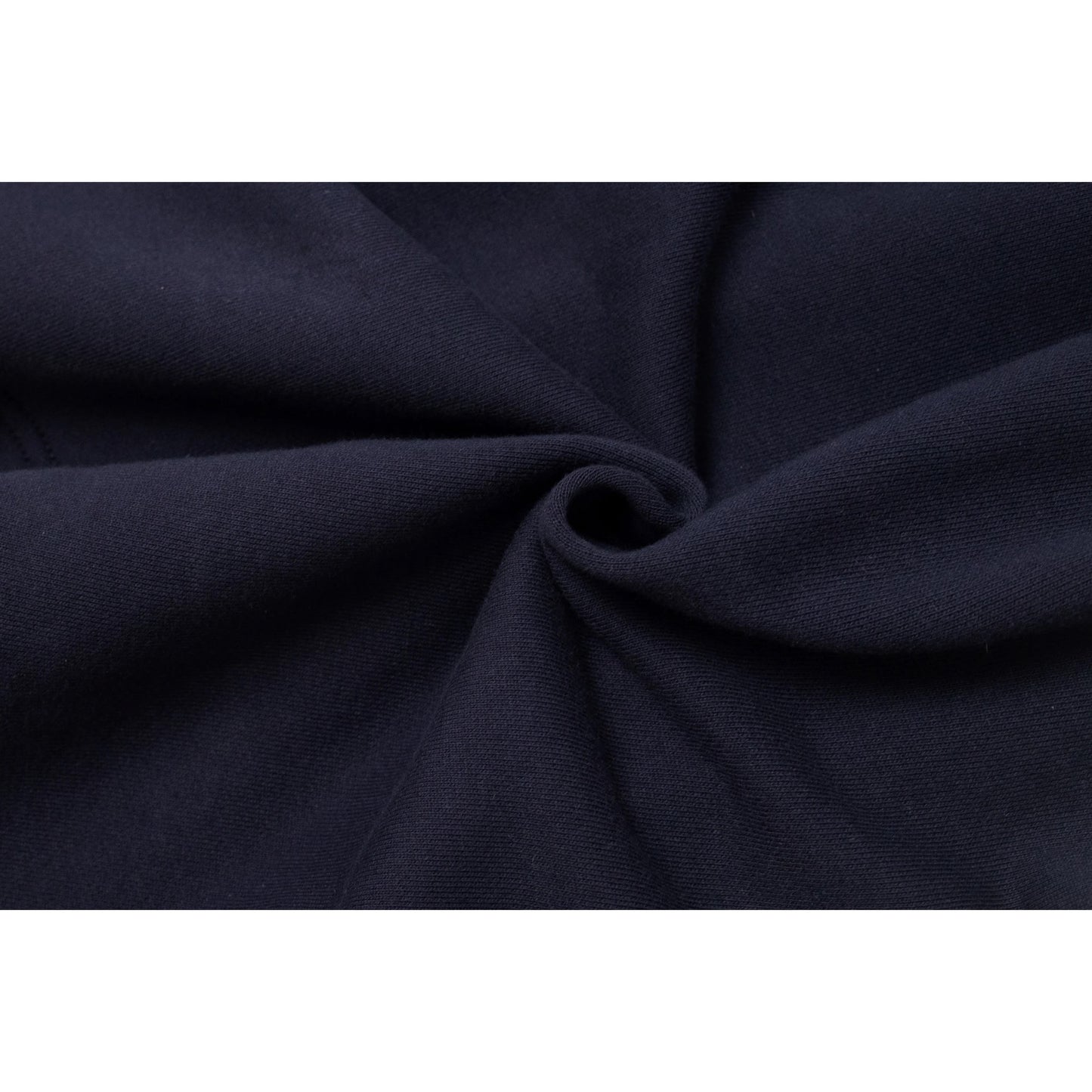 Close-up of the premium 360 GSM navy combed cotton fabric texture.