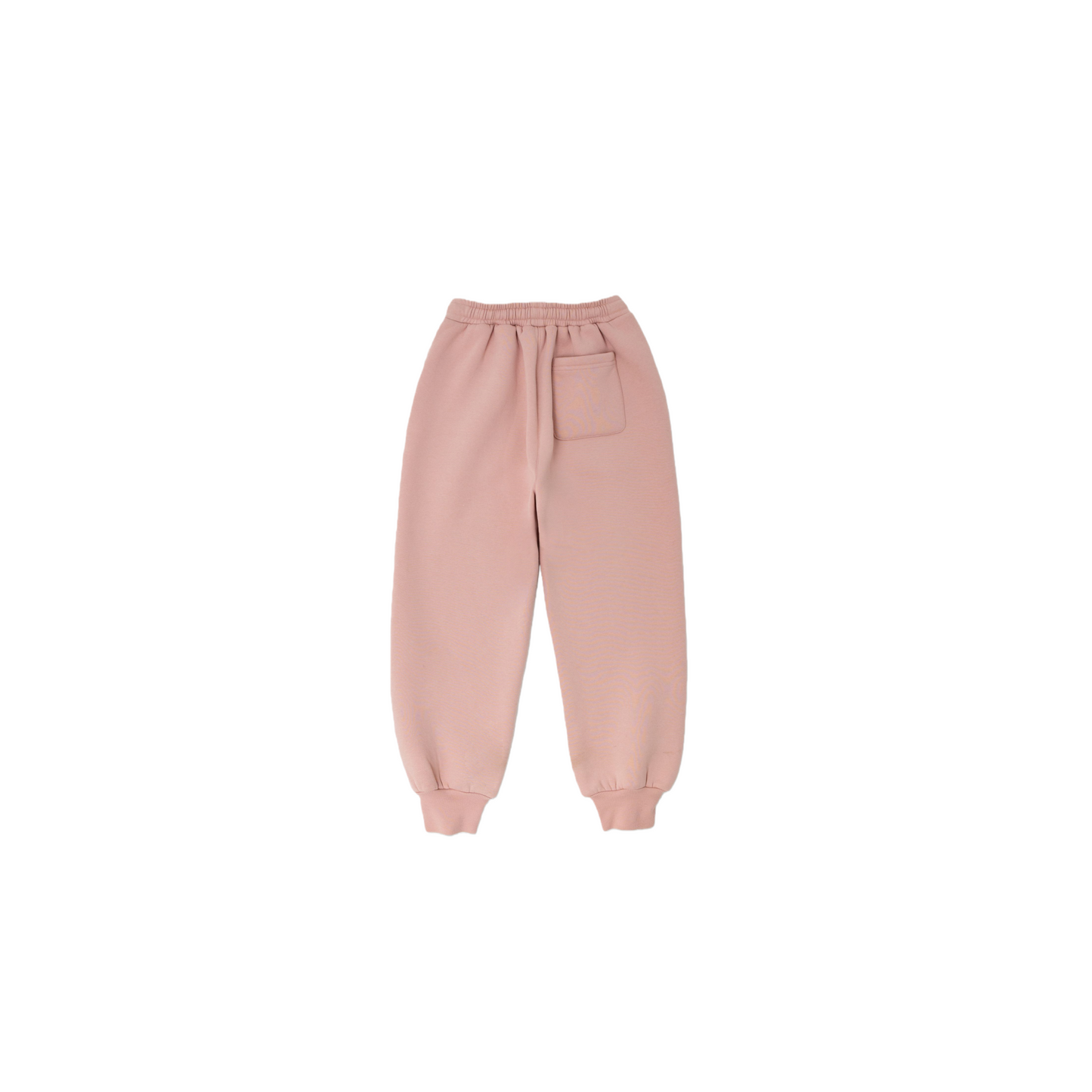 Back view of Ogender fleece-lined joggers in soft pink, showing the relaxed fit and functional back pocket detail.