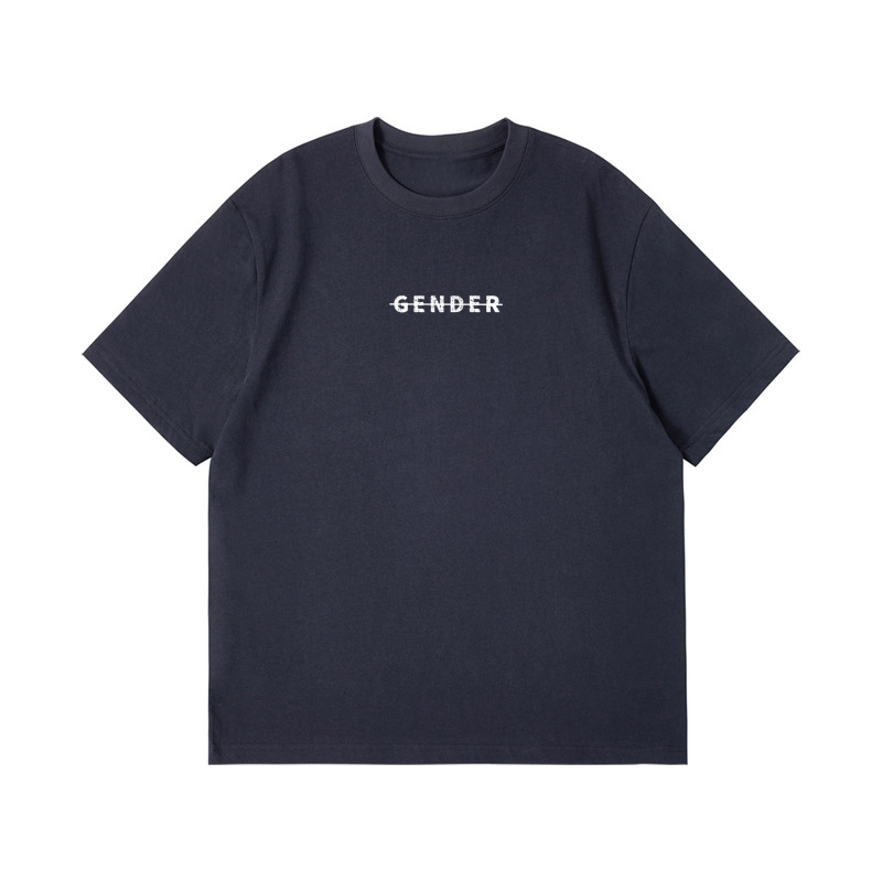 ØGENDER dark grey oversized heavyweight cotton tee, minimalist urban streetwear staple with back "Ø" logo.