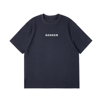 ØGENDER dark grey oversized heavyweight cotton tee, minimalist urban streetwear staple with back "Ø" logo.