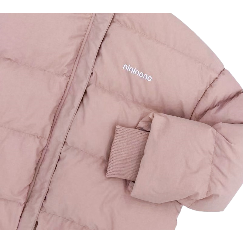 Detail of elastic cuffs on Ogender pink puffer, high-quality finish.