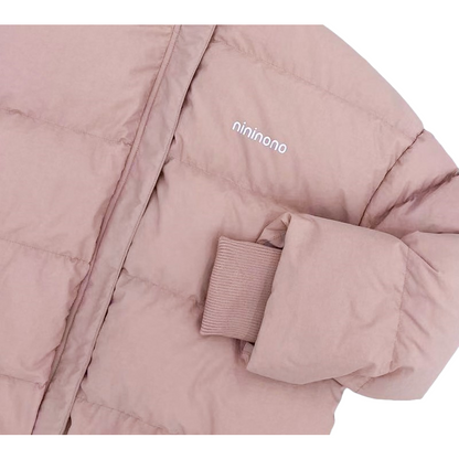 Detail of elastic cuffs on Ogender pink puffer, high-quality finish.