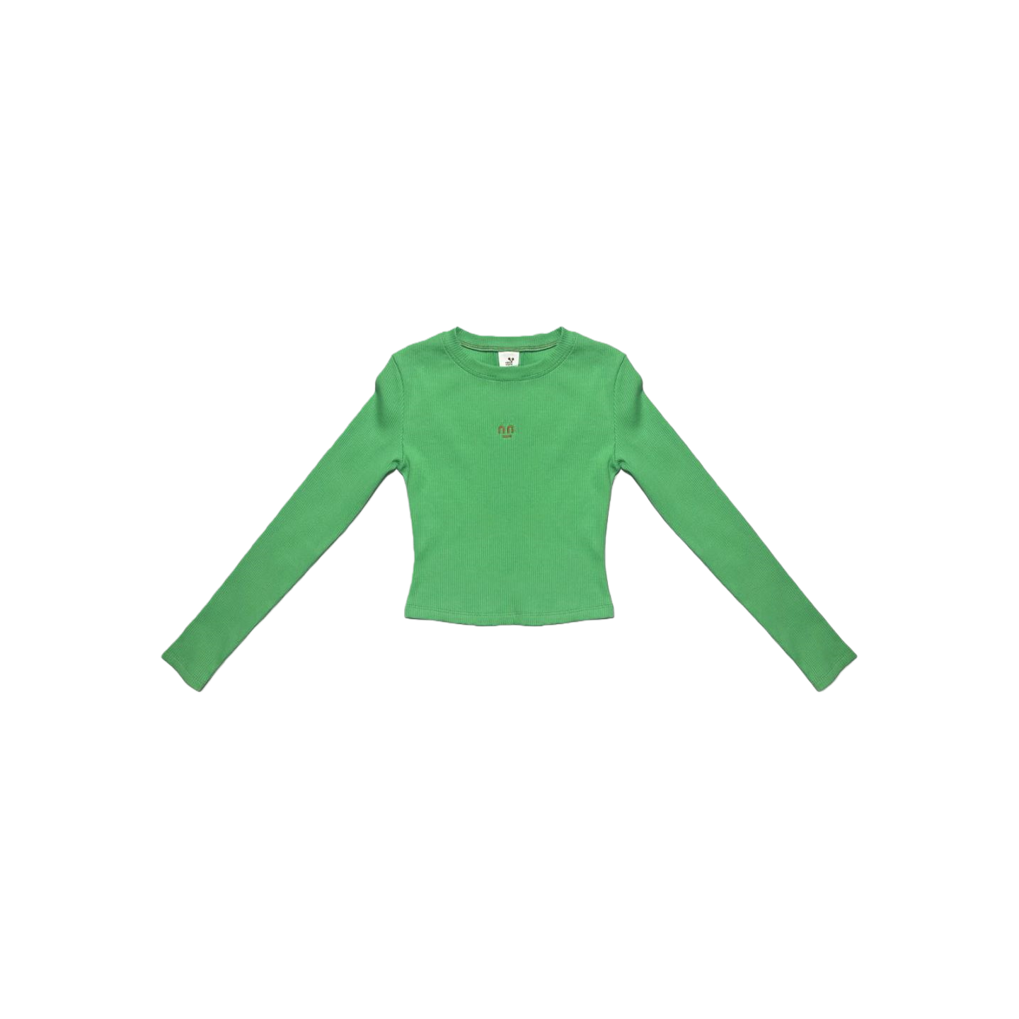 Ogender green slim fit cropped tee with embroidered smiley, 290g heavyweight stretch cotton.