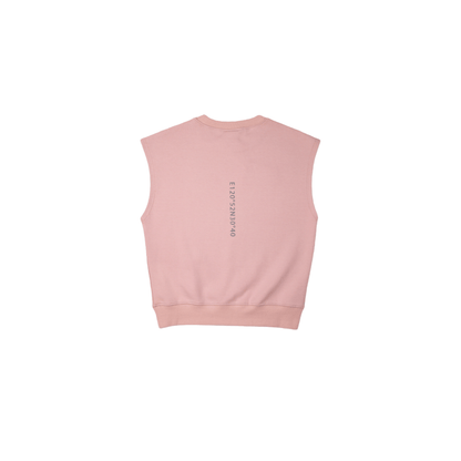 Back flat lay of the Dusty Pink kids' sweat vest, illustrating the premium finish of the heavyweight material.