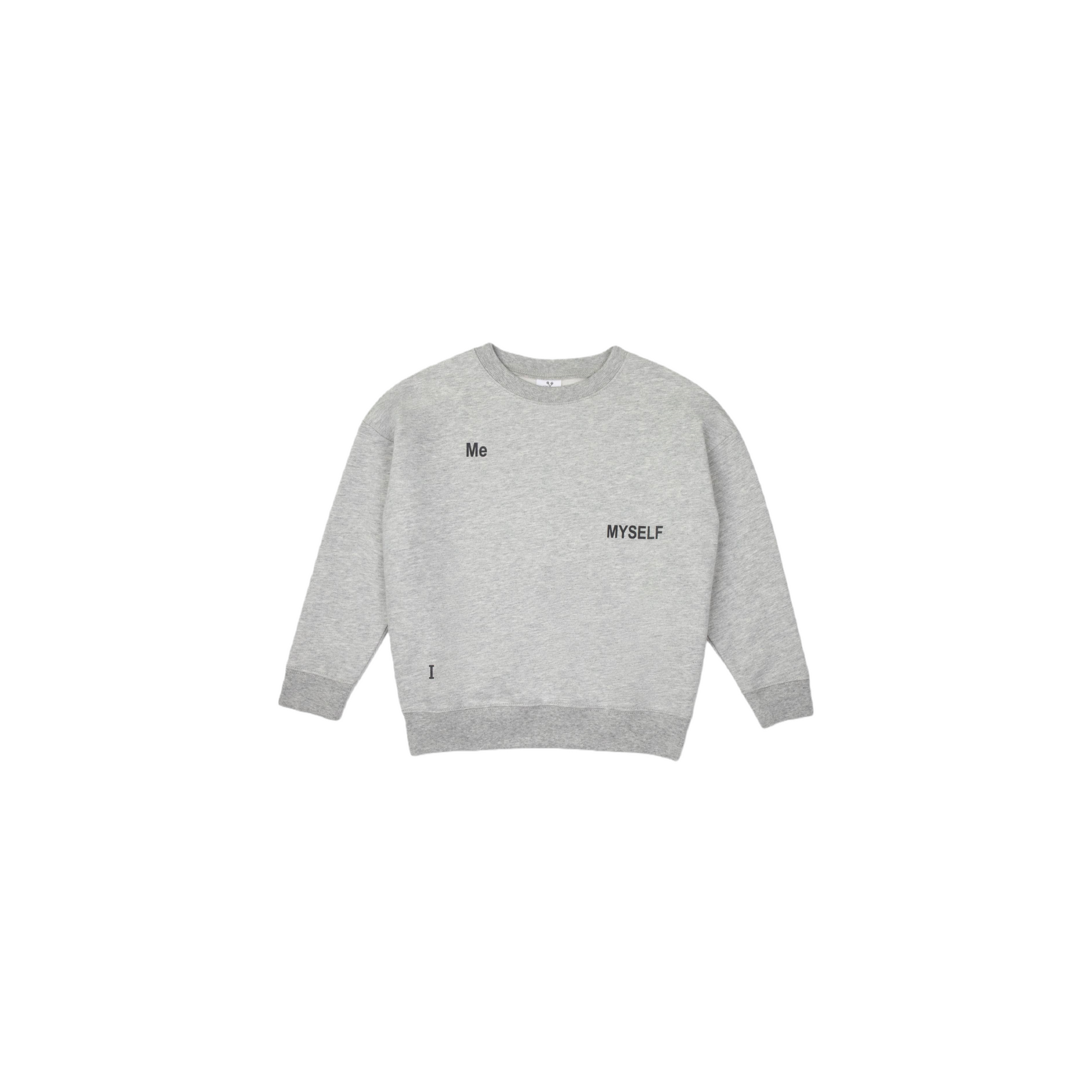 Front view of the light gray sweatshirt, highlighting the premium cotton texture and athletic style.