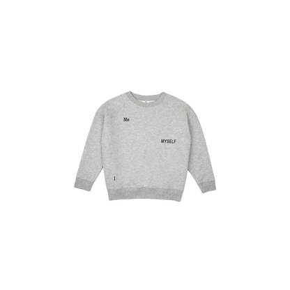 Front view of the light gray sweatshirt, highlighting the premium cotton texture and athletic style.