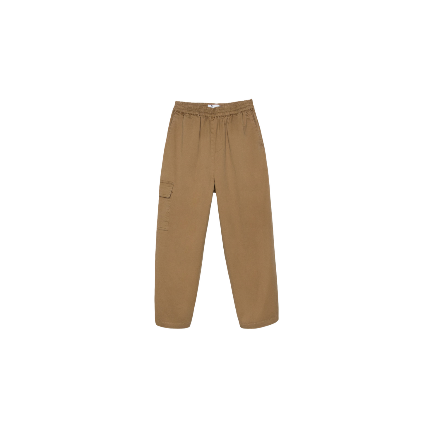 Full front view of the vintage brown utility straight pants, highlighting the earthy tone and the structured, comfortable fit.