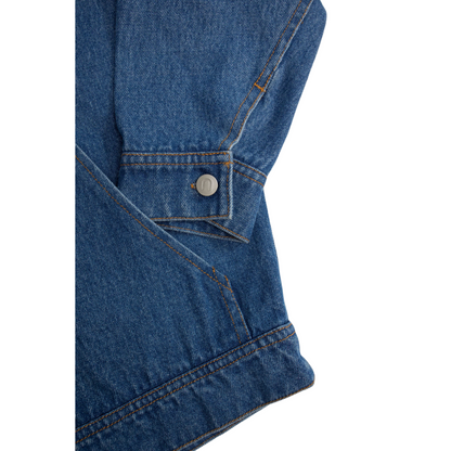 Detailed shot of the sleeve cuff with premium metal button closure.