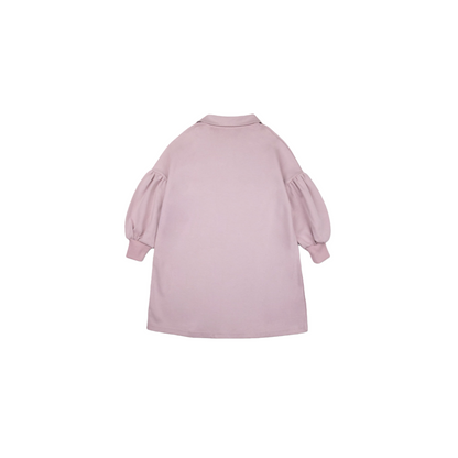 Back view of the taro purple sweatshirt dress, showing the relaxed A-line silhouette.