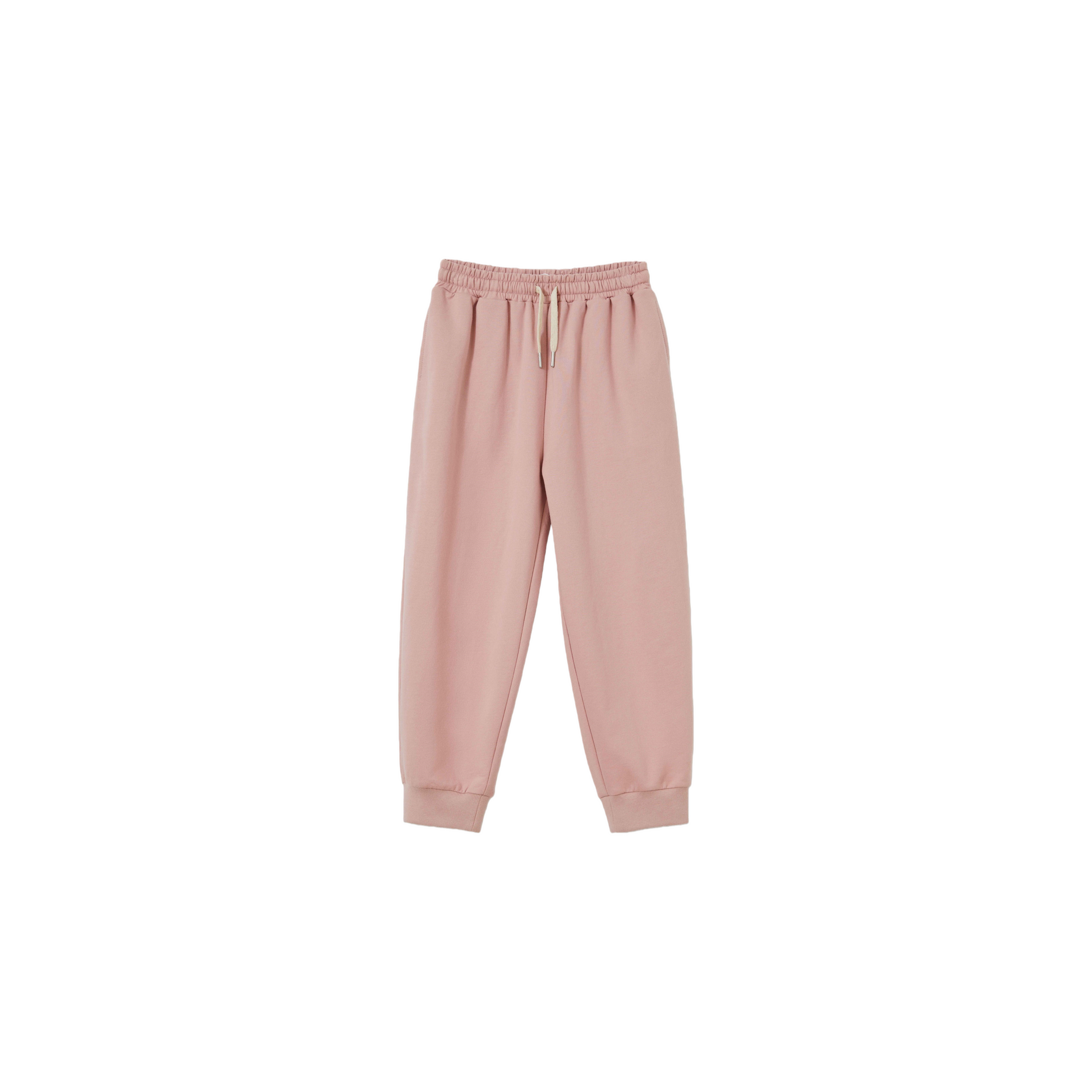 Front view of the Dusty Pink cotton sweatpants for kids, designed with soft breathable fabric for everyday comfort.