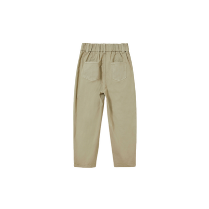 Back view of Ogender kids light green trousers, showing the relaxed fit and functional back pockets.