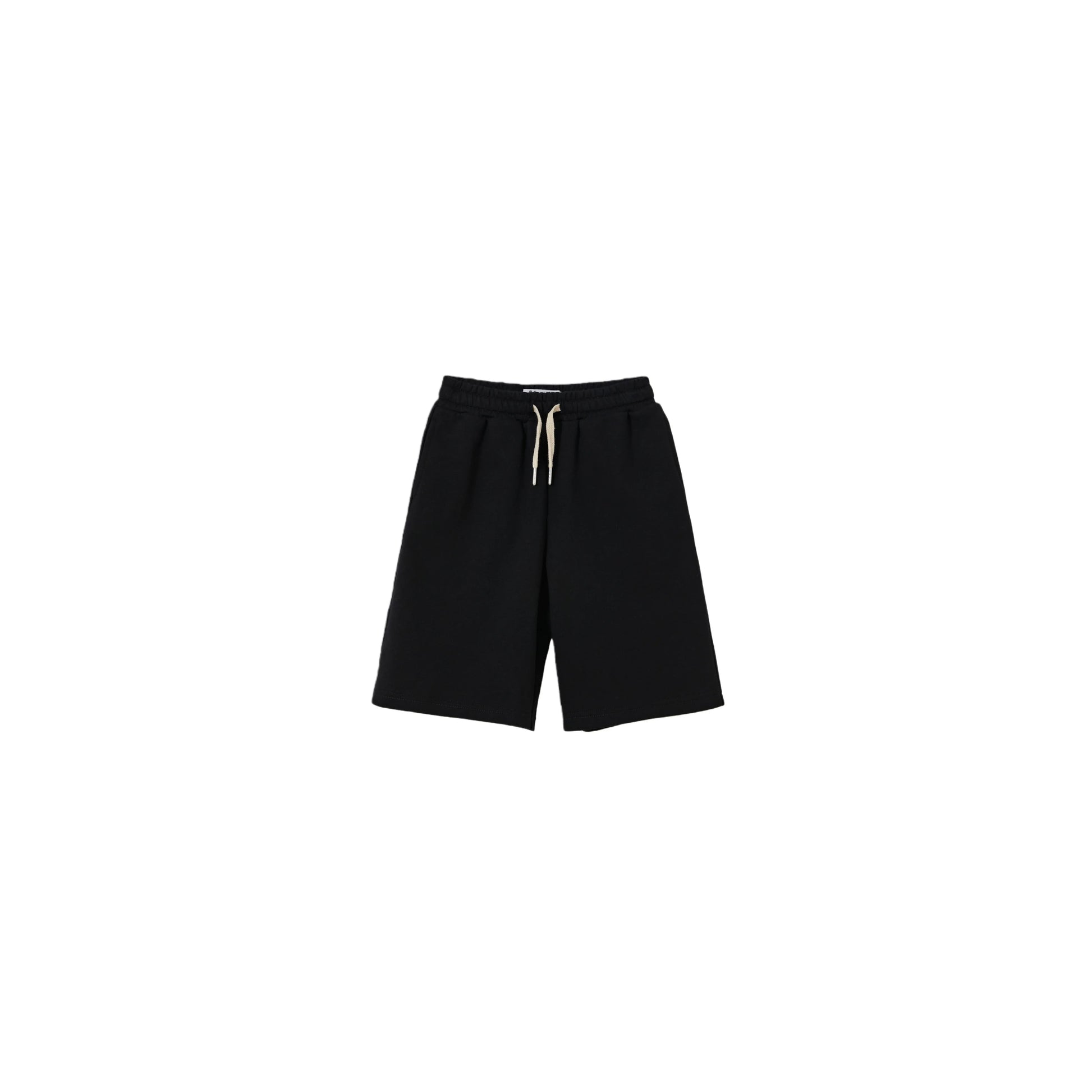 Front view of Ogender kids 230 GSM sweat shorts in Jet Black.