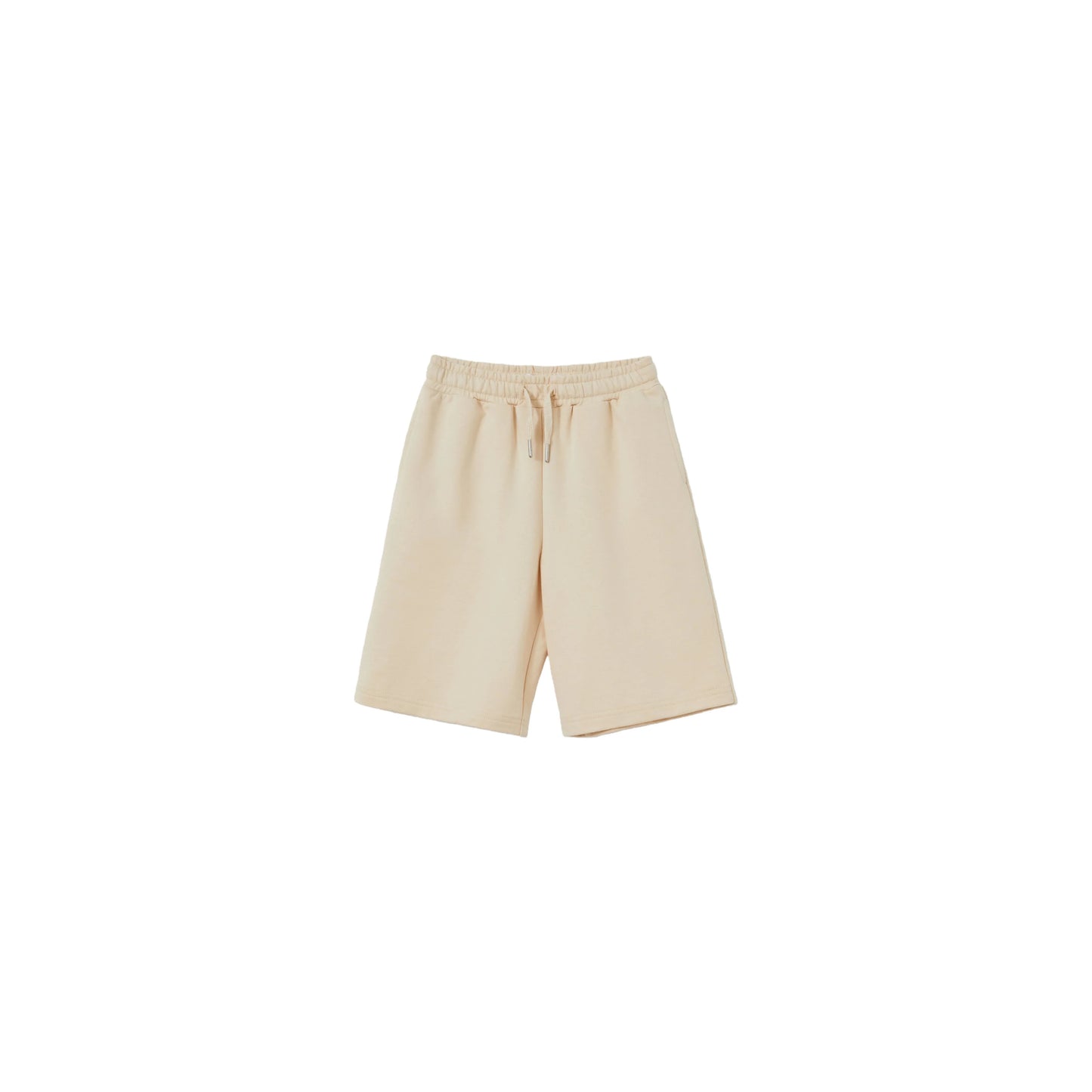 Front view of Ogender 230 GSM kids sweat shorts in Light Khaki.