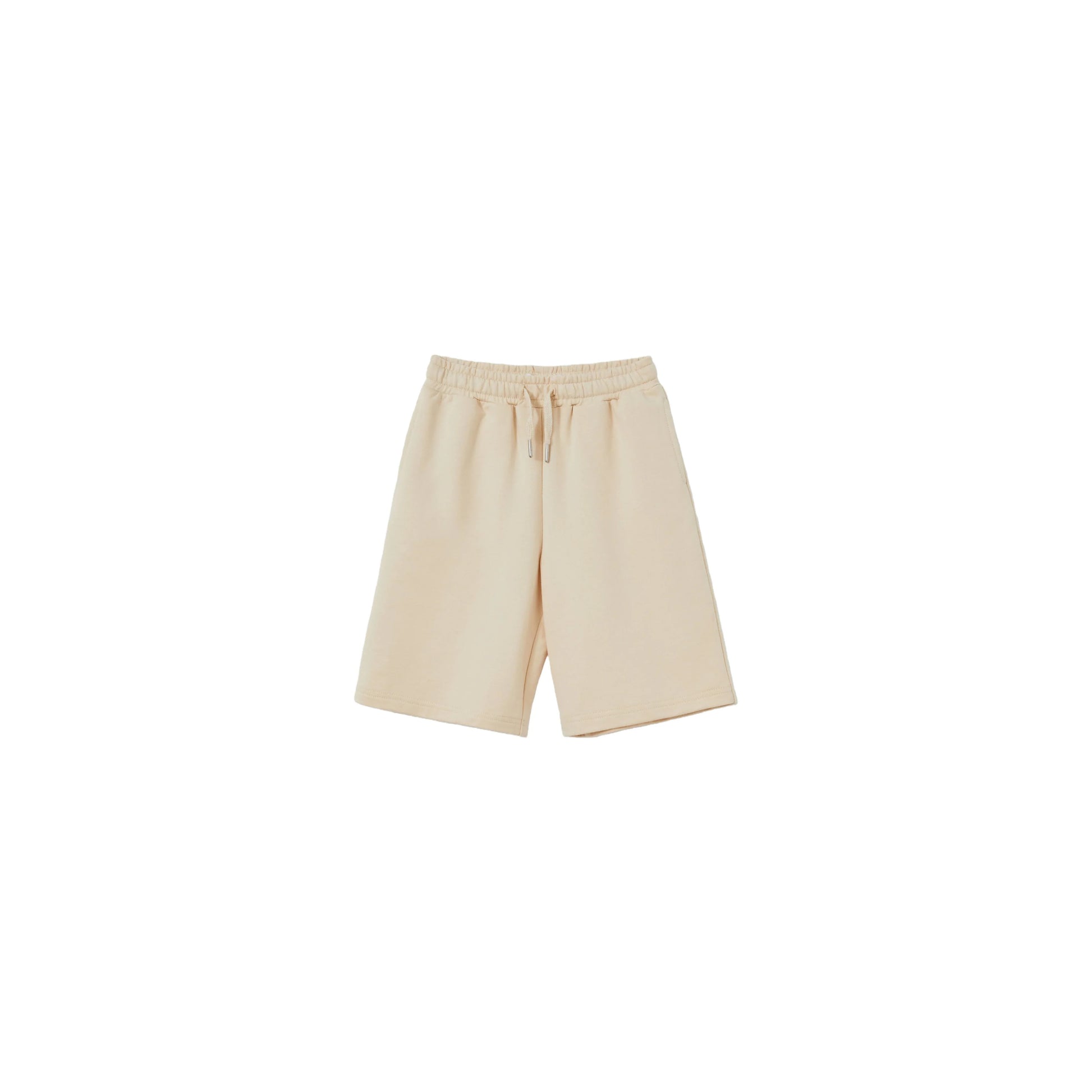 Front view of Ogender 230 GSM kids sweat shorts in Light Khaki.