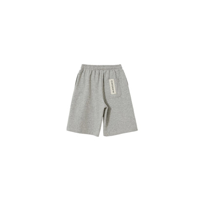Back view of Light Grey kids sweat shorts, 100% premium cotton quality.