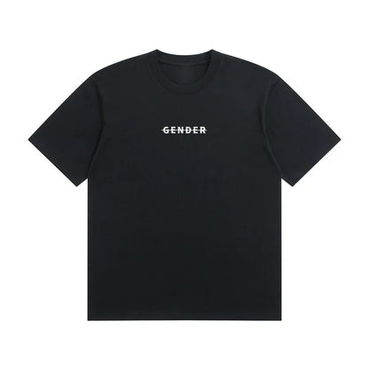 Front view of Ogender black 230 GSM heavyweight Dadfit tee, essential streetwear with a plain back design