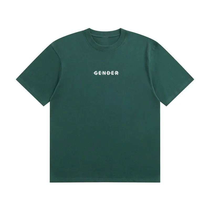 Front view of Ogender dark teal green 230 GSM Dadfit tee, featuring white chest logo and a clean, plain reverse side