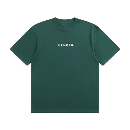 Front view of Ogender dark teal green 230 GSM Dadfit tee, featuring white chest logo and a clean, plain reverse side
