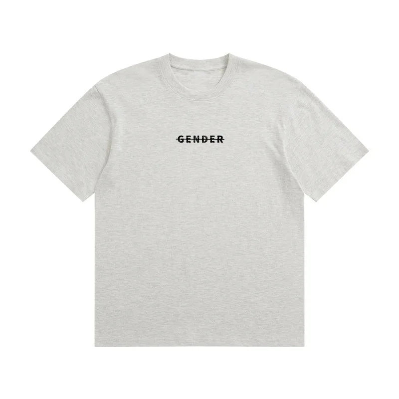 Front view of Ogender light gray 230 GSM Dadfit tee, high-density cotton texture with a blank back
