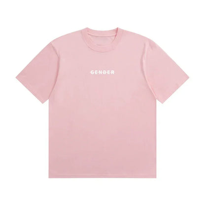 Front view of Ogender pink 230 GSM combed cotton tee, minimalist chest branding with a clean, solid back