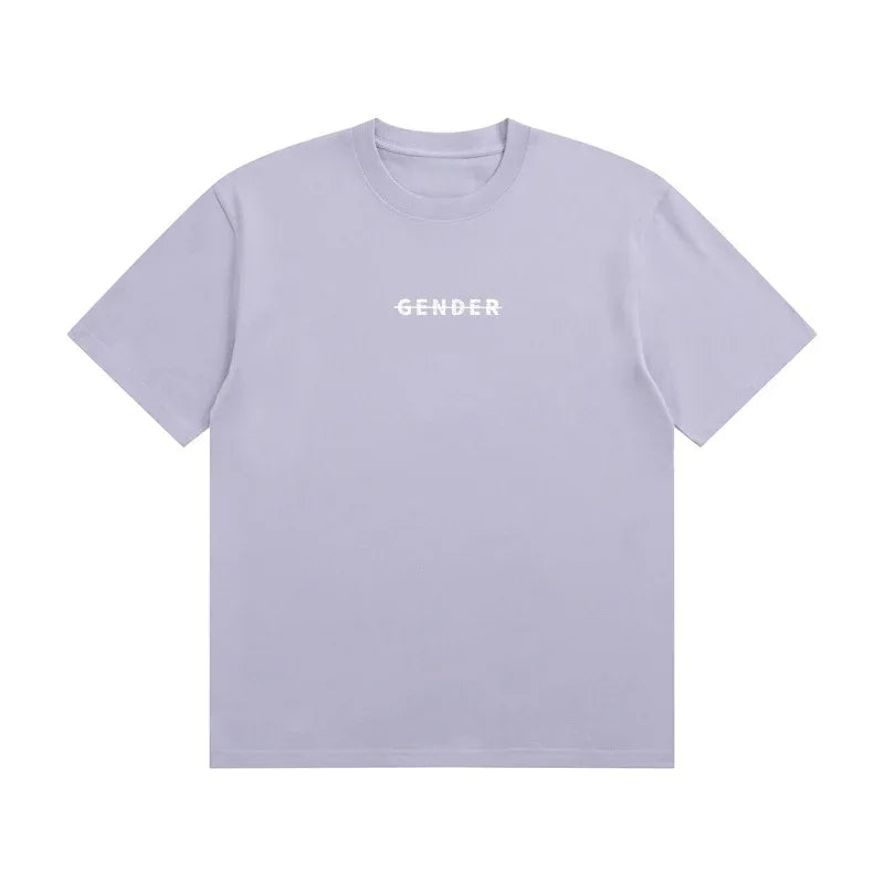 Front view of Ogender taro purple 230 GSM Dadfit tee, pastel unisex streetwear with a blank back
