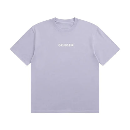 Front view of Ogender taro purple 230 GSM Dadfit tee, pastel unisex streetwear with a blank back