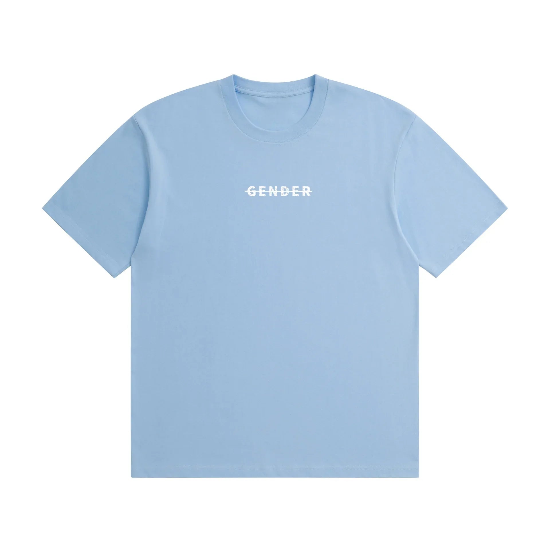 Front view of Ogender wash blue 230 GSM Dadfit tee, featuring a structured boxy fit with no back