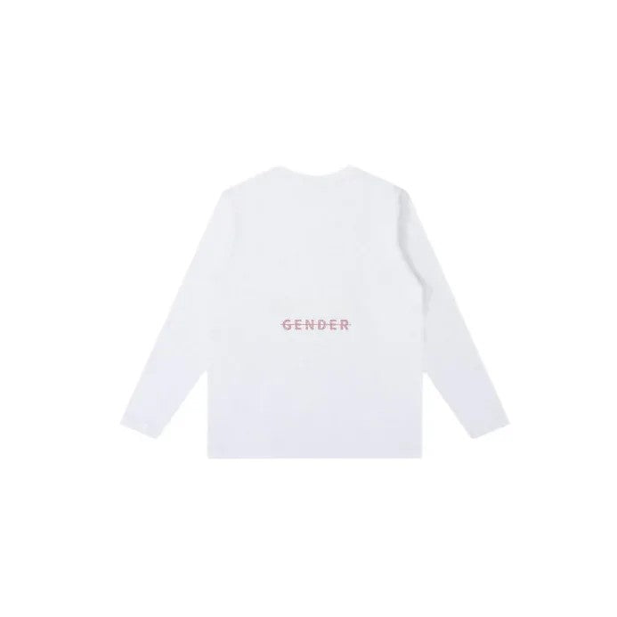 Back View of White 230GSM Heavyweight Long Sleeve Tee with Lower-Back Graphic Print | Relaxed Fit Cotton Top