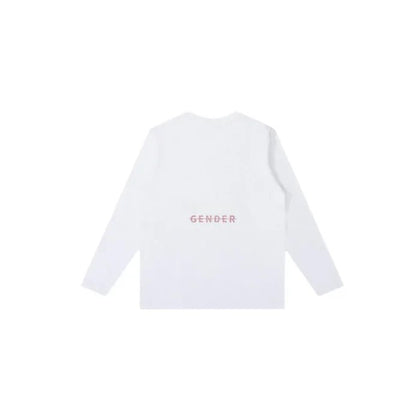 Back View of White 230GSM Heavyweight Long Sleeve Tee with Lower-Back Graphic Print | Relaxed Fit Cotton Top