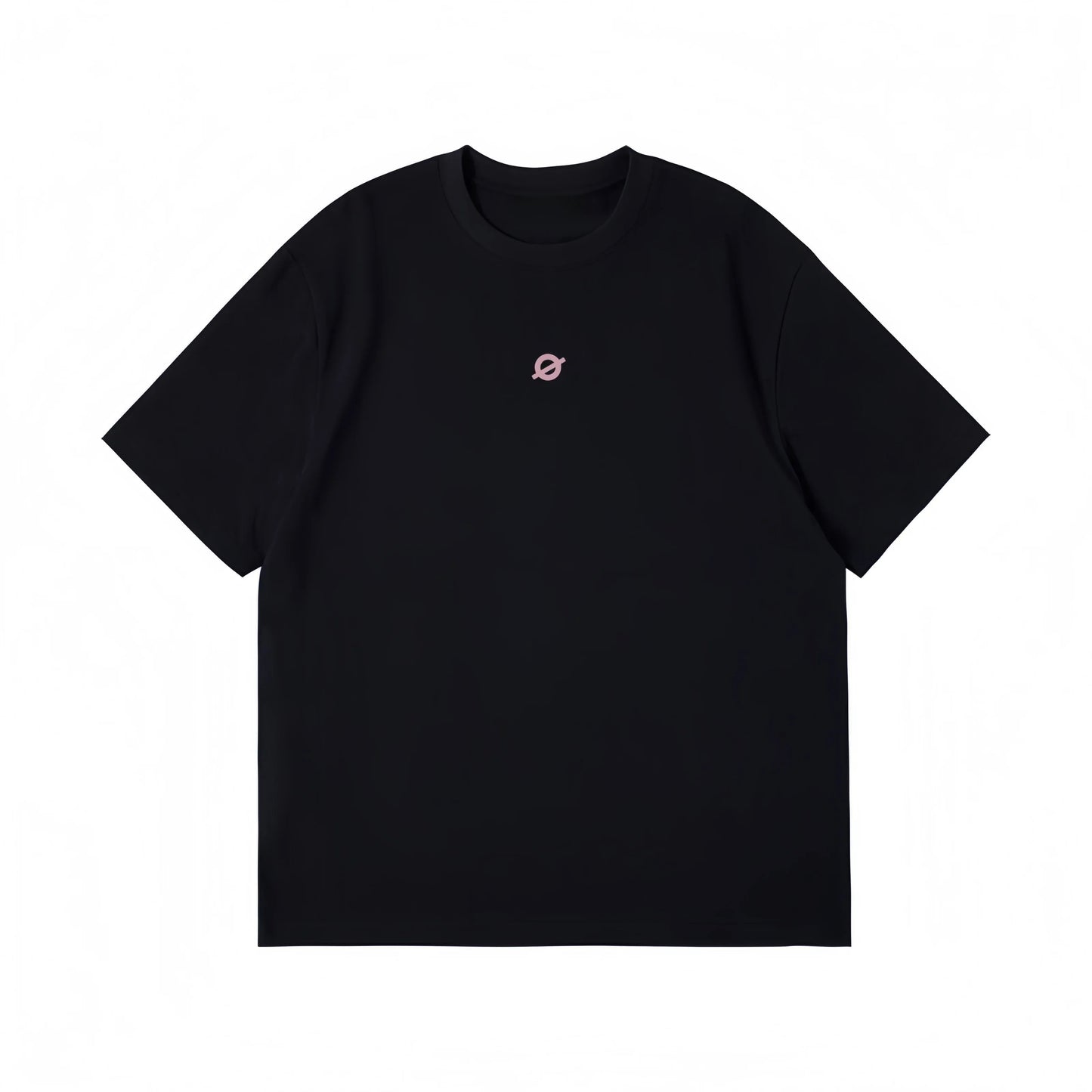 Front view flat lay of Ogender black heavyweight tee, featuring the small "O" logo print on the chest.