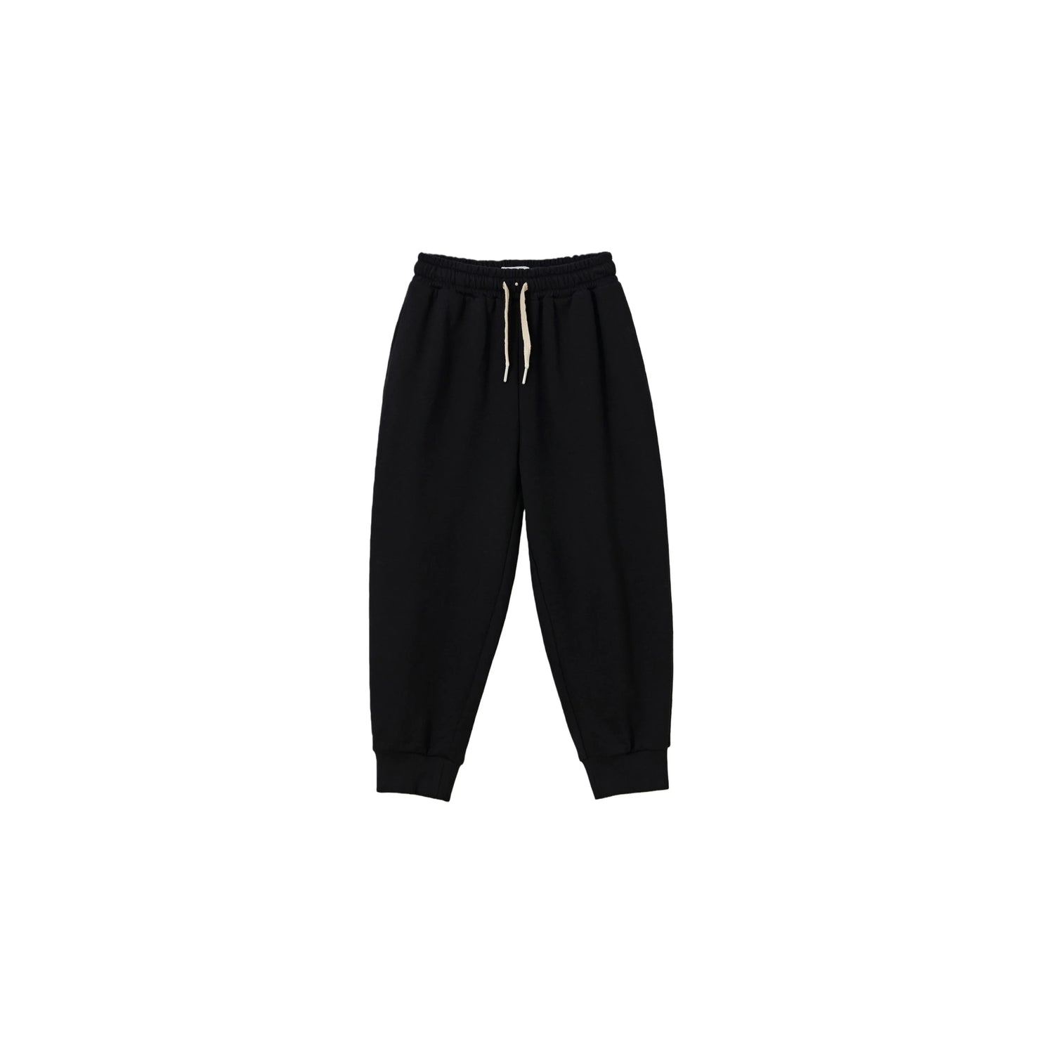 Front view of Ogender 230-240 GSM kids cotton joggers in Jet Black.