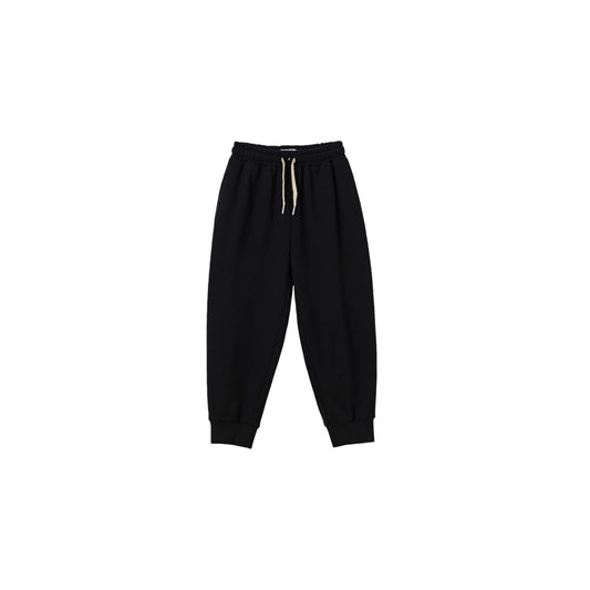 Front view of Ogender 230-240 GSM kids cotton joggers in Jet Black.