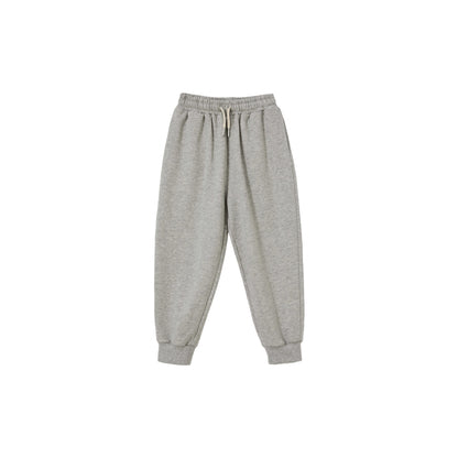 Front view of Ogender kids 100% cotton French terry joggers in Light Grey.