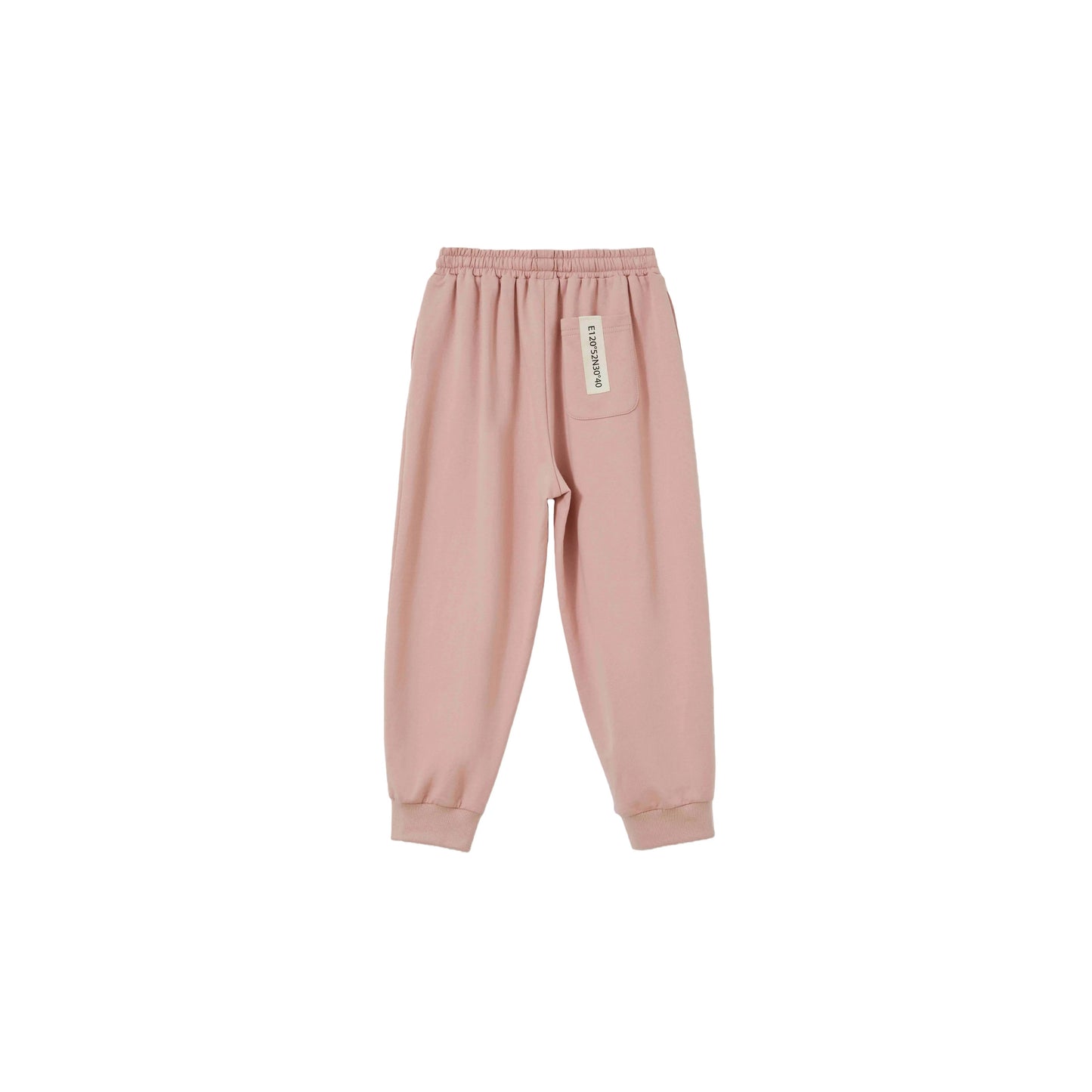 Back view of Pink kids joggers, 240 GSM breathable French terry.