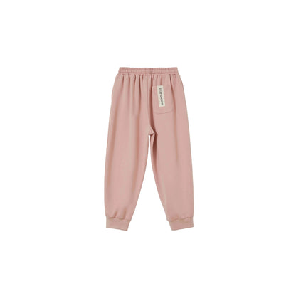 Back view of Pink kids joggers, 240 GSM breathable French terry.