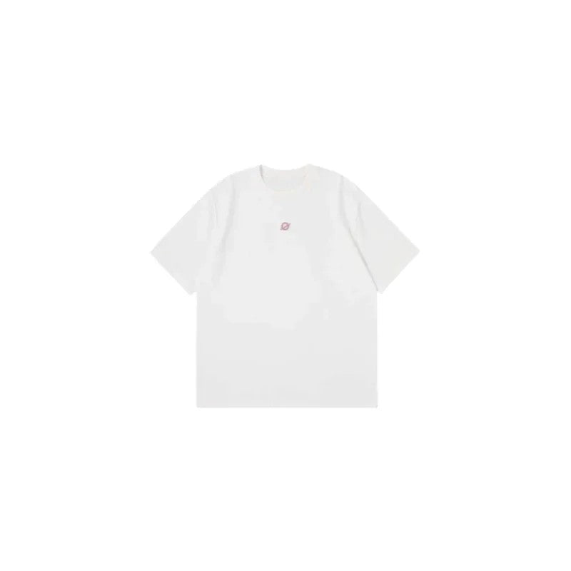Front view flat lay of Ogender creamy white oversized tee, 240 GSM cotton with a minimalist "O" chest print