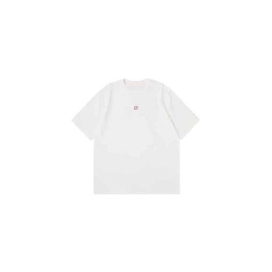 Front view flat lay of Ogender creamy white oversized tee, 240 GSM cotton with a minimalist "O" chest print