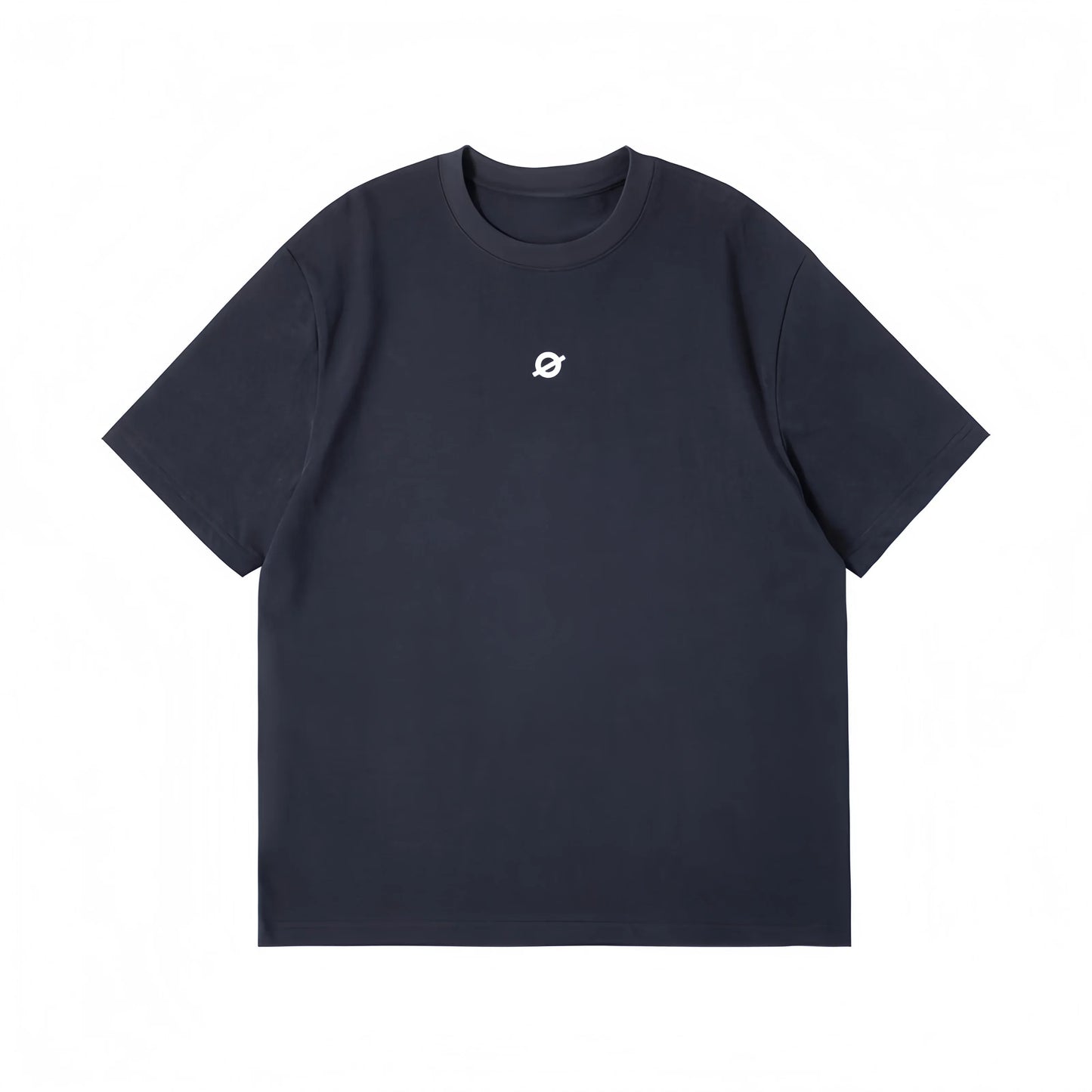 Front view flat lay of Ogender deep slate gray tee, 100% premium cotton with a minimalist "O" chest graphic