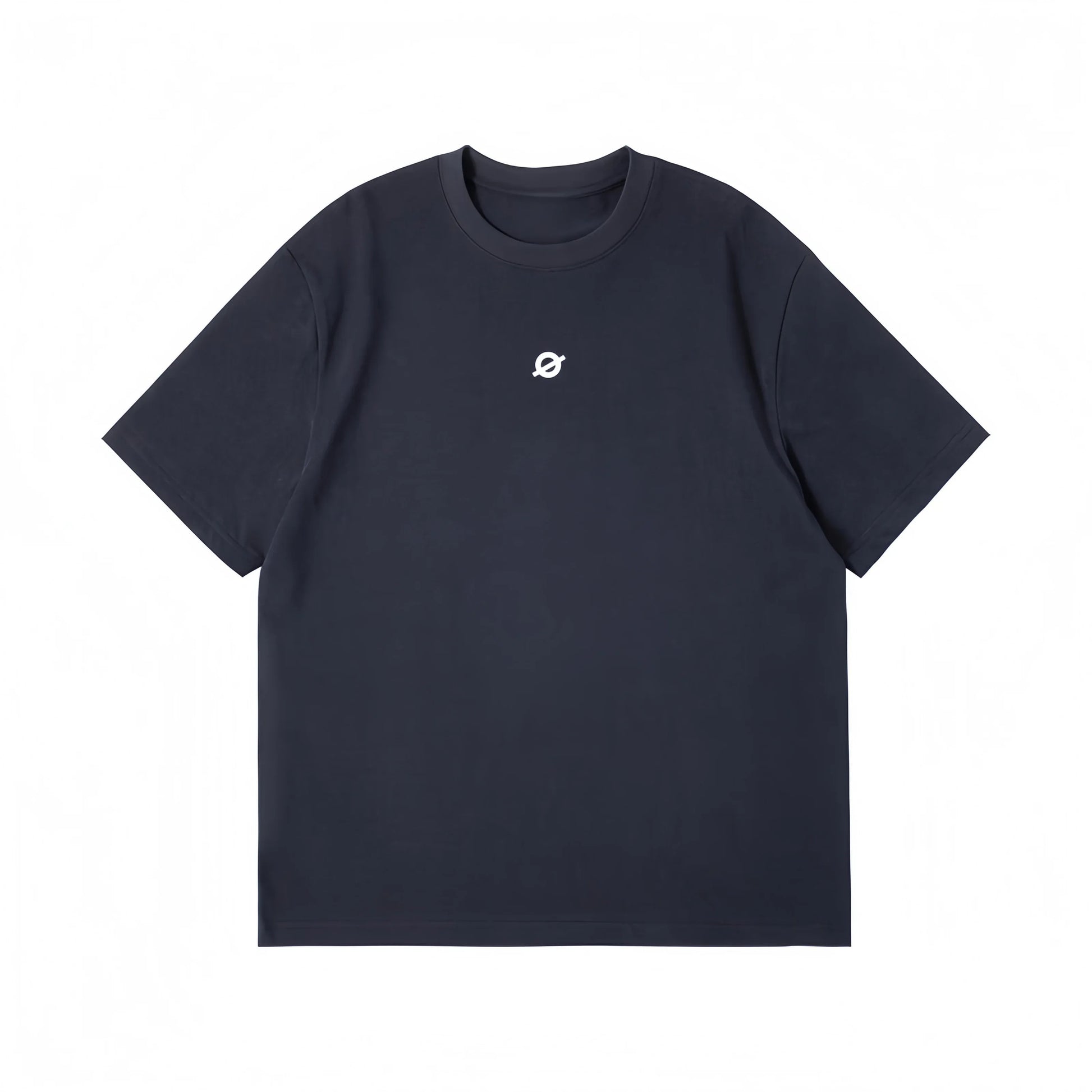 Front view flat lay of Ogender deep slate gray tee, 100% premium cotton with a minimalist "O" chest graphic