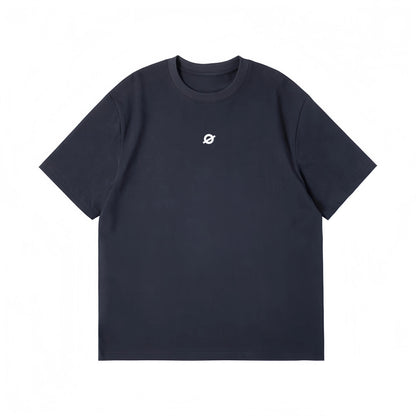 Front view flat lay of Ogender deep slate gray tee, 100% premium cotton with a minimalist "O" chest graphic