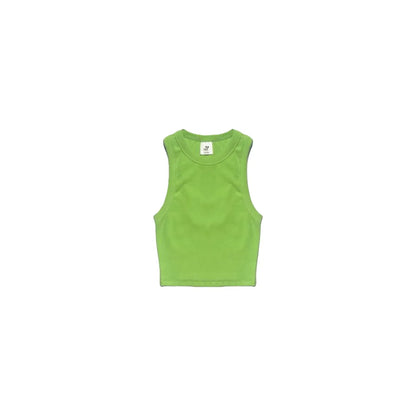 Front view of Ogender 260 GSM heavyweight cotton cropped tank in Green.