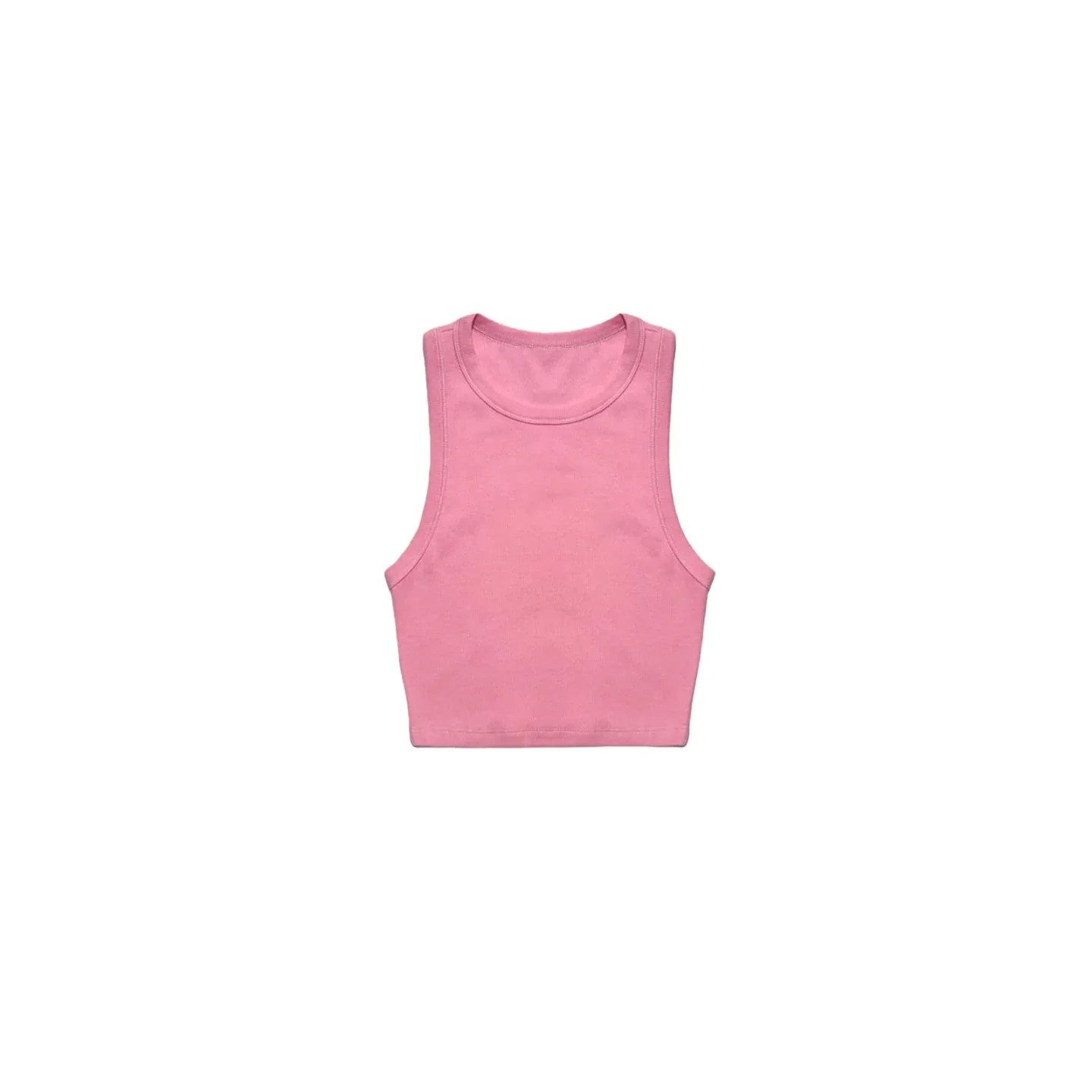 Front view of Ogender 260 GSM heavyweight cotton cropped tank in Pink.