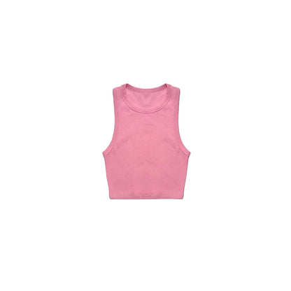 Front view of Ogender 260 GSM heavyweight cotton cropped tank in Pink.