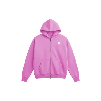 Front flat lay of Ogender rose red 350 GSM zip-up hoodie, highlighting the vibrant winter color and premium finish