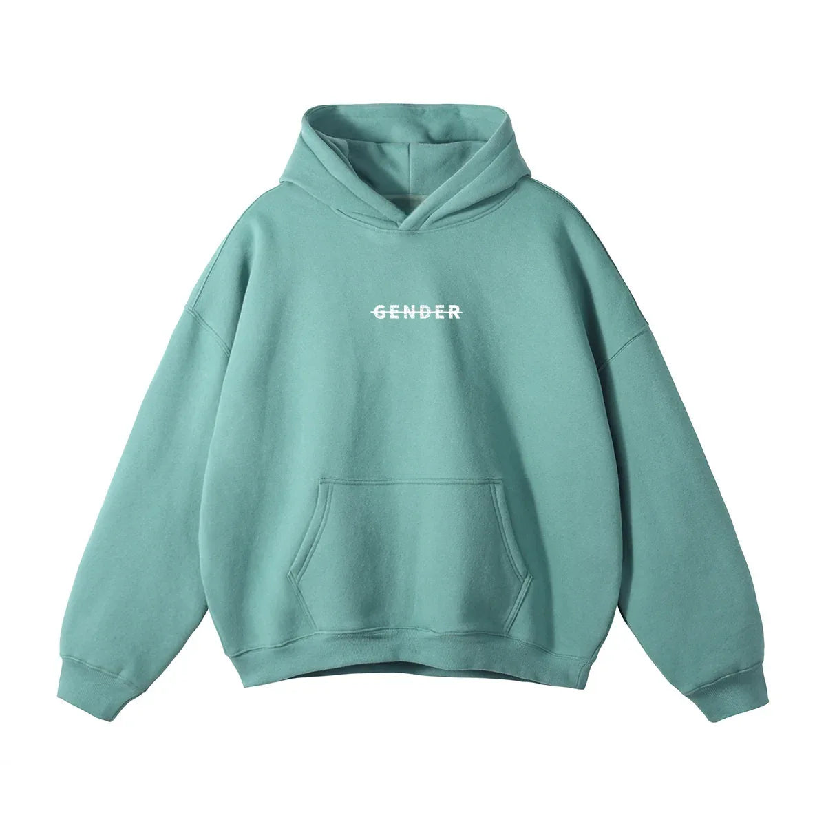Front flat lay of Ogender sage mint 350 GSM heavyweight hoodie, an oversized winter essential for teens and adults.