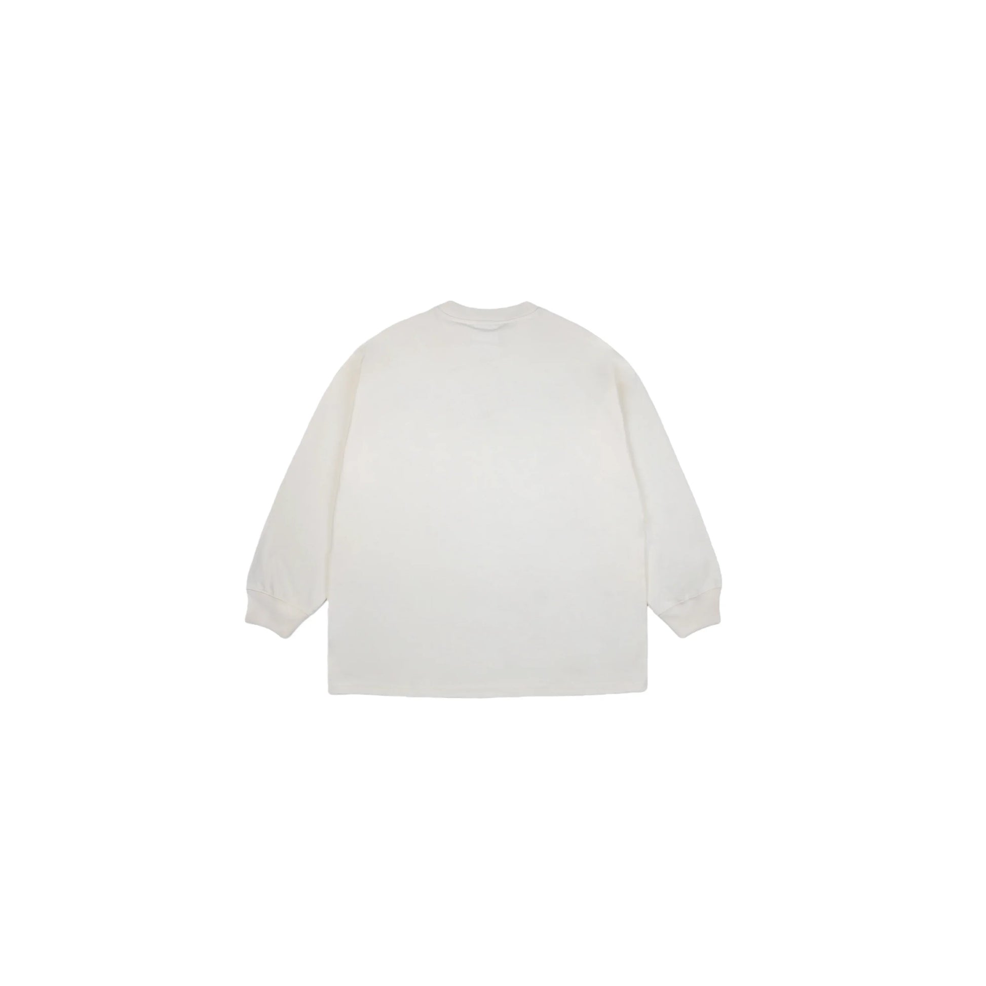 Back view flat lay of the premium cotton long-sleeve tee showing the clean silhouette.