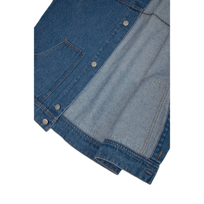 Interior view showing the high-quality stitching and authentic washed denim texture.