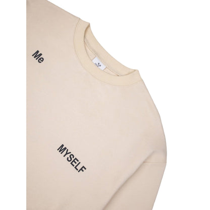 Detail shot of the ribbed collar and front DNA keyword print on Ogender sweatshirt