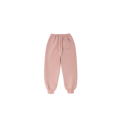 Full back view of the Ogender dusty pink fleece-lined joggers, showcasing the clean oversized silhouette.